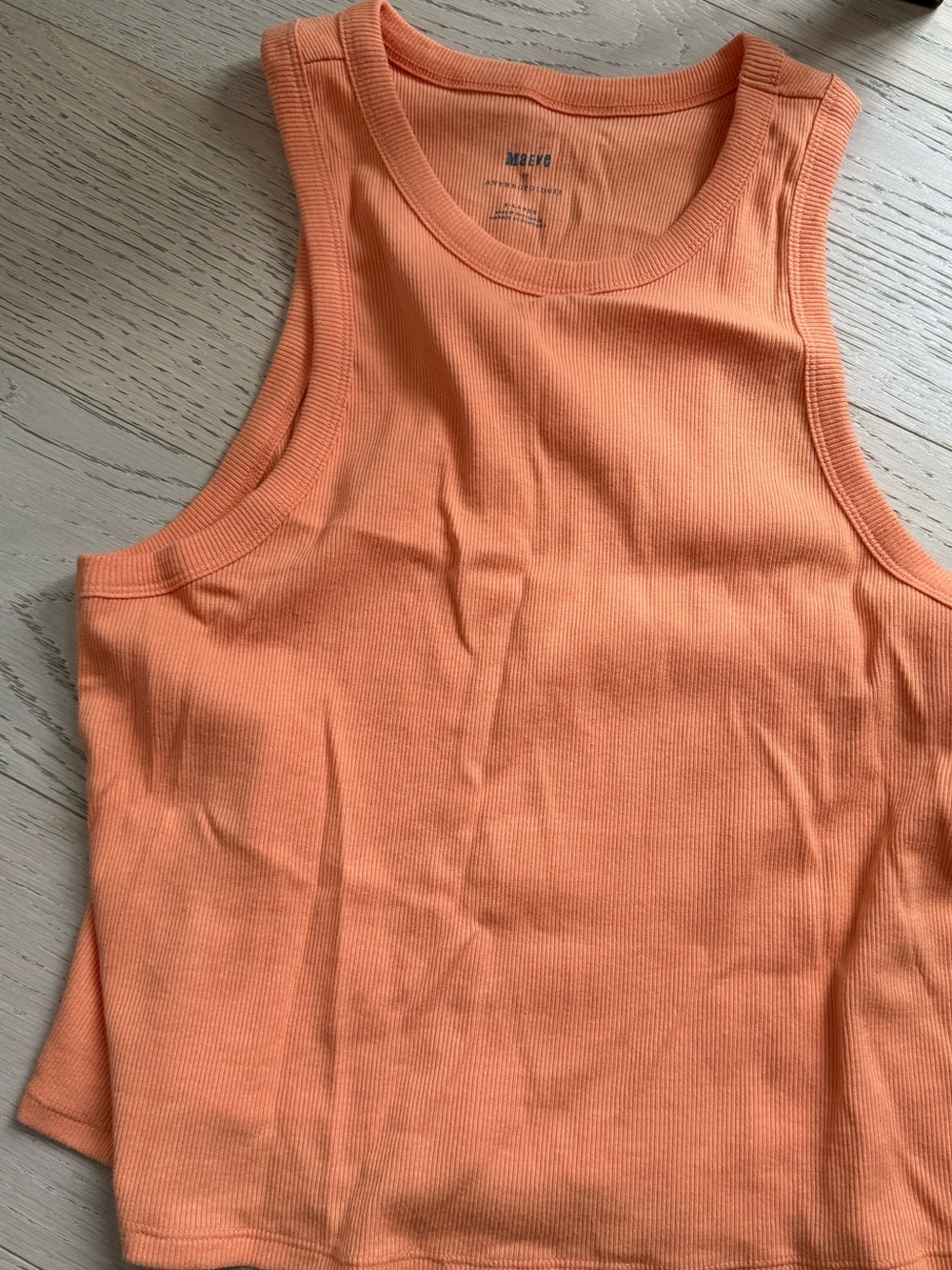 Anthropologie Ribbed Tank Top in Bright Coral-Orange